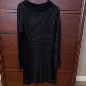 Prana Black and Gray Striped Dress